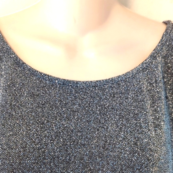 Velvet by Graham & Spencer Silver Metallic Sparkly Dolman Split Sleeve Top - Picture 6 of 15